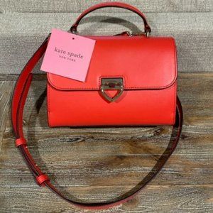 Kate Spade Lovitt Small Top Handle Leather Crossbody Purse - Heirloom Tomato